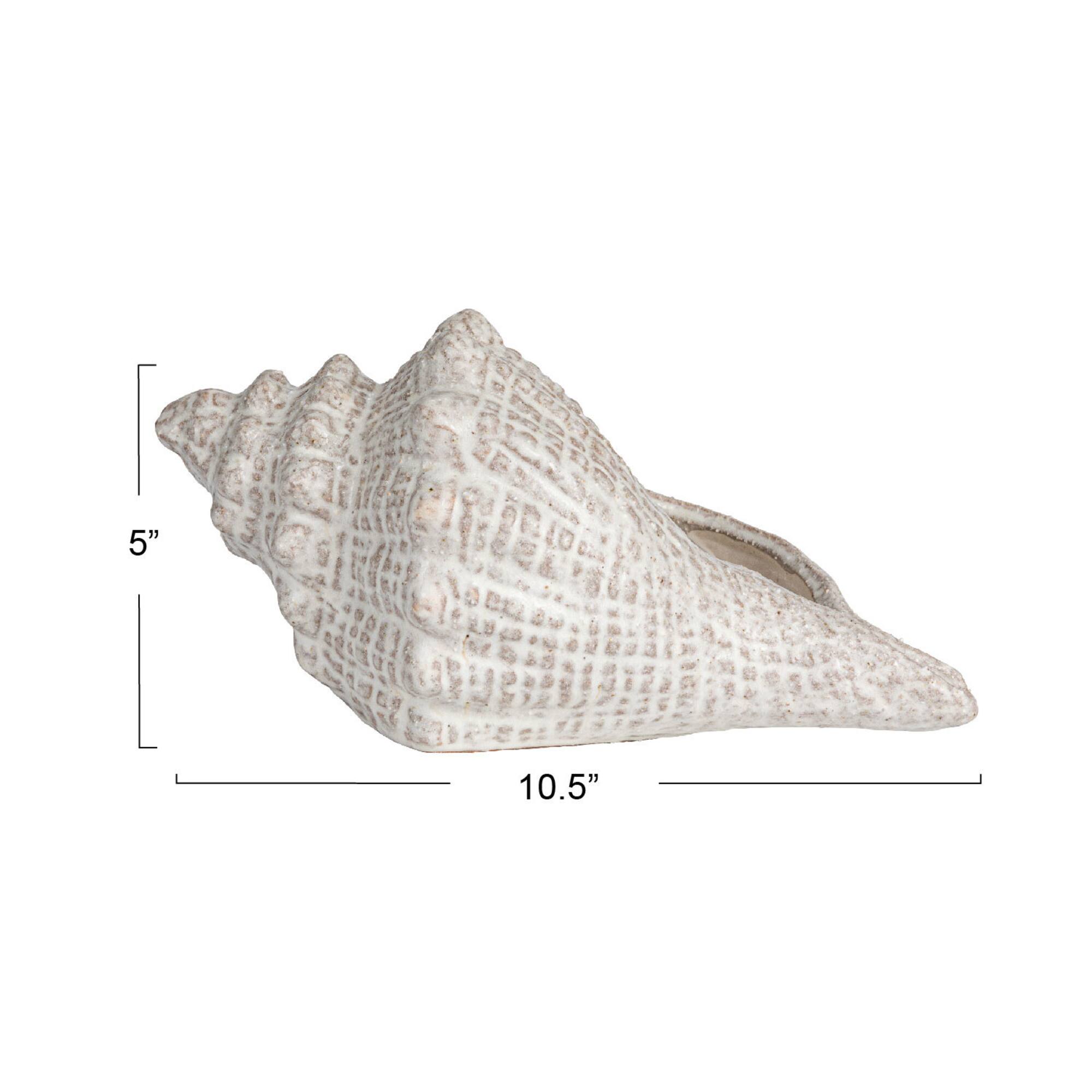 Hello Honey® 10.25" White Reactive Glaze Conch Shell Stoneware Tabletop Décor